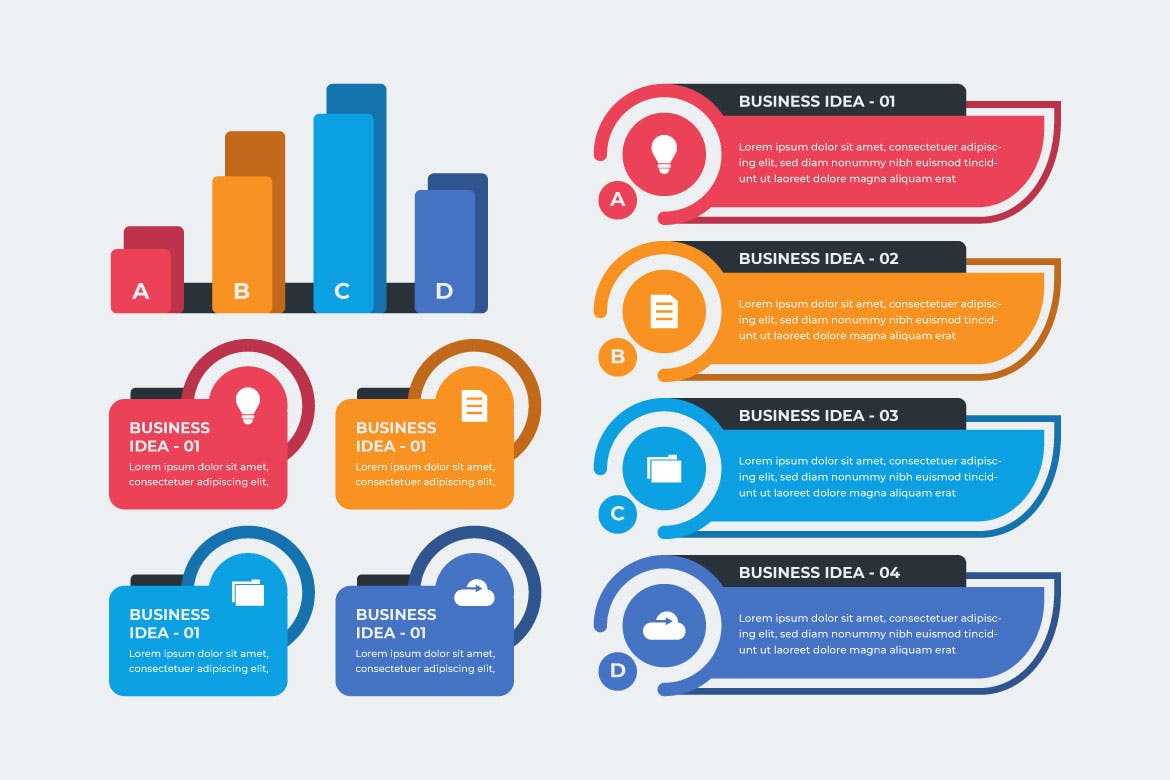 扁平图表业务信息图表模板 Chart diagram flat business infographic corporate