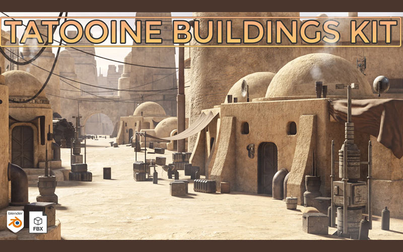 塔图因沙漠建模楼房3D模型资产预设 Tatooine Buildings Asset Pack_