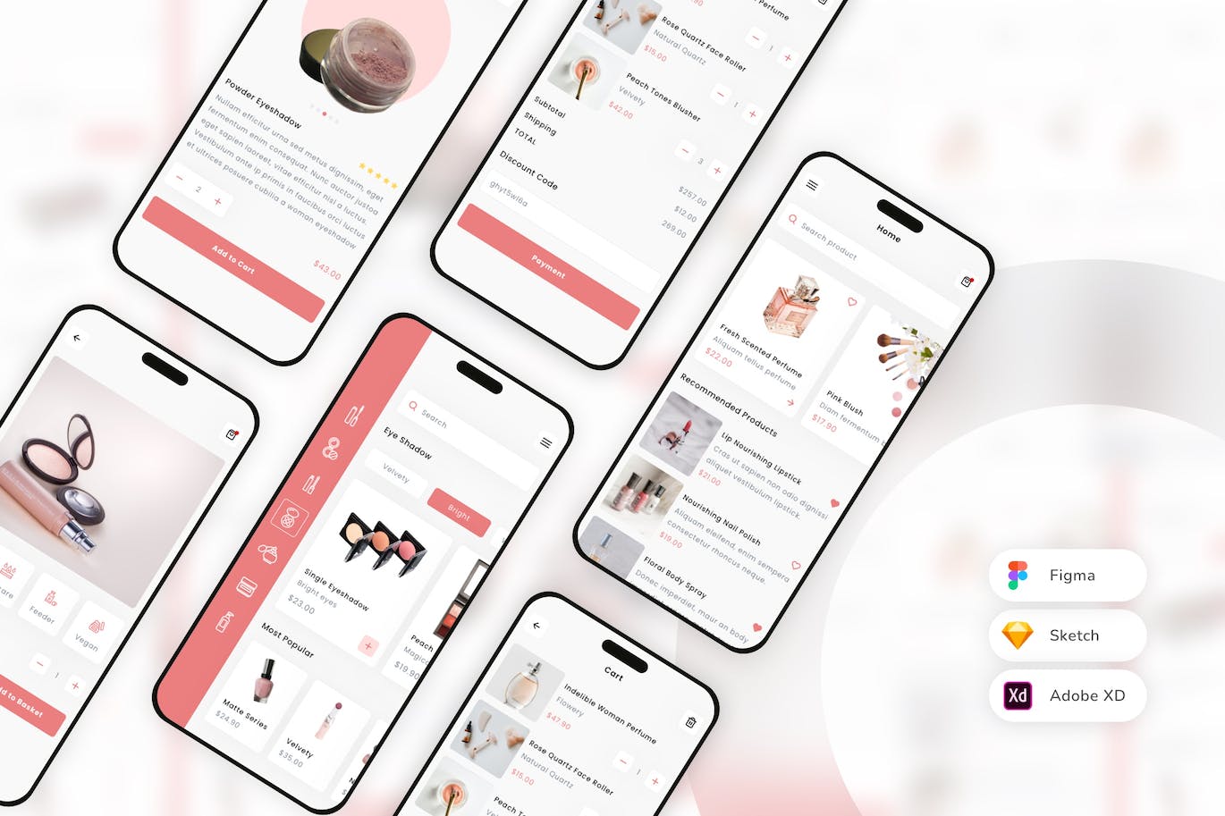 在线化妆品商店移动应用 UI 套件 Online Cosmetics Store Mobile App UI Kit