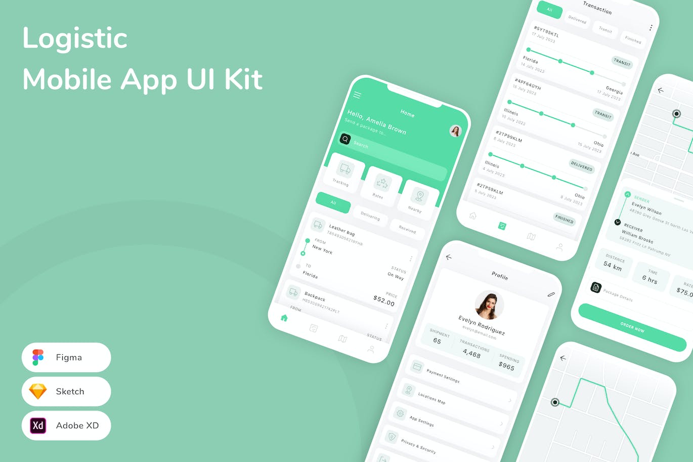 物流管理移动应用程序 UI 套件 Logistic Mobile App UI Kit