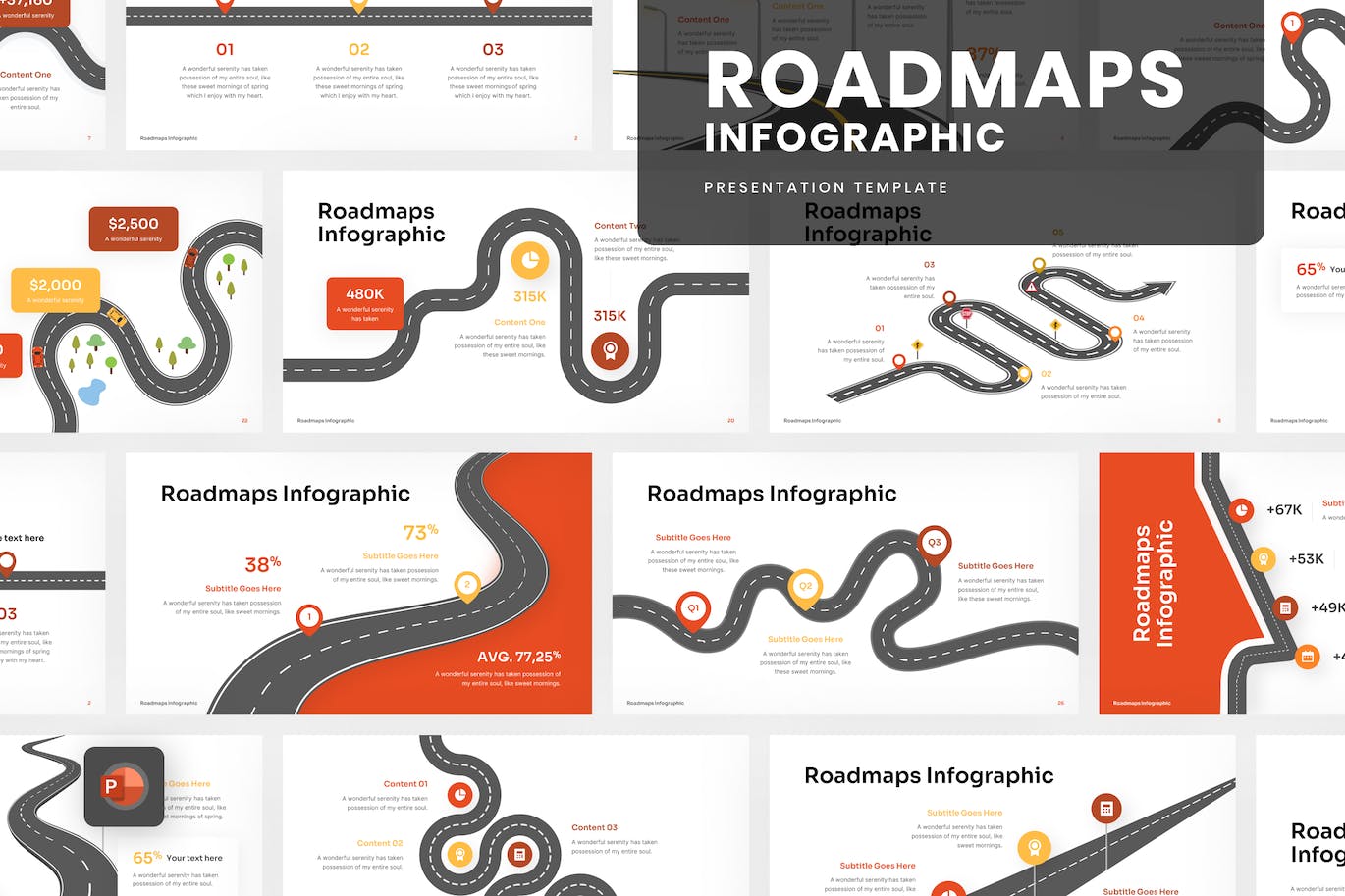 路线图信息图表演示模板 Roadmaps Infographic Presentation Template