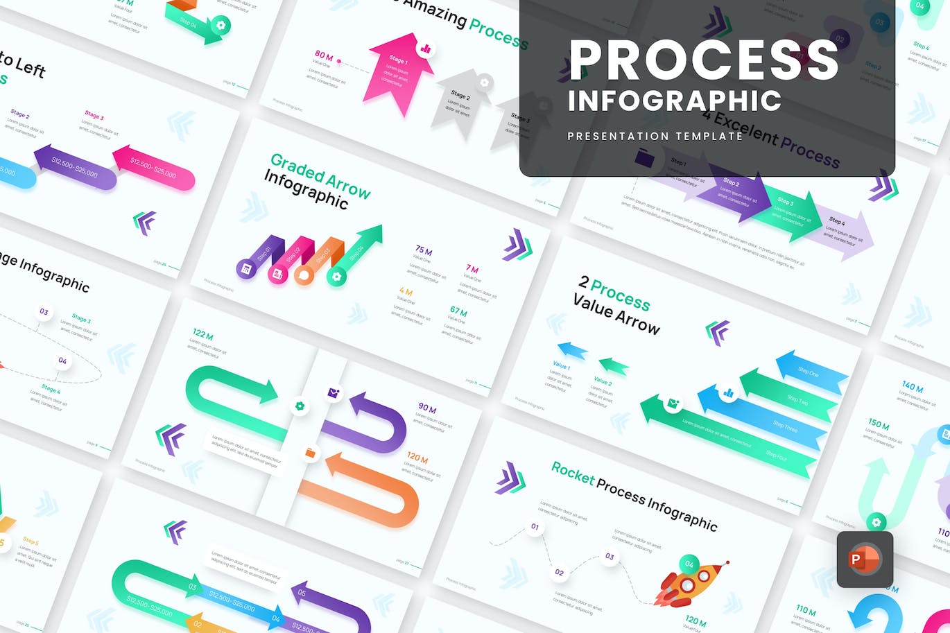 流程图信息图表模板 Process Infographic Template