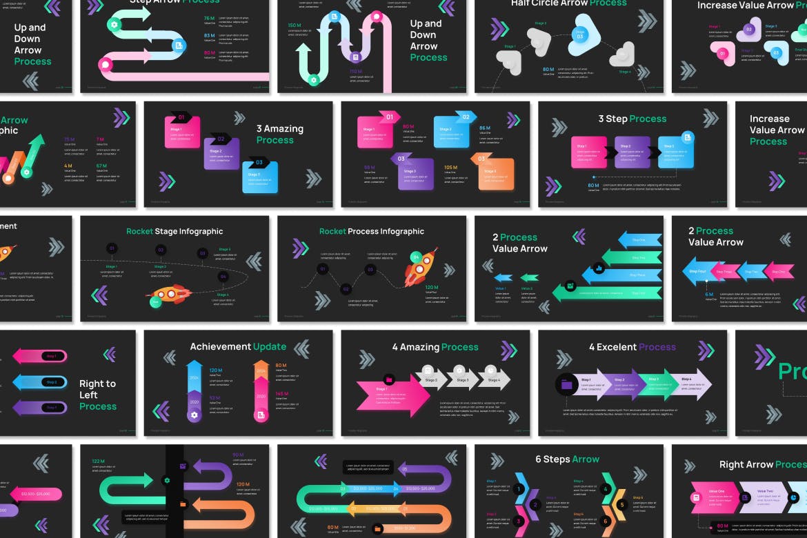 流程图信息图表模板 Process Infographic Template