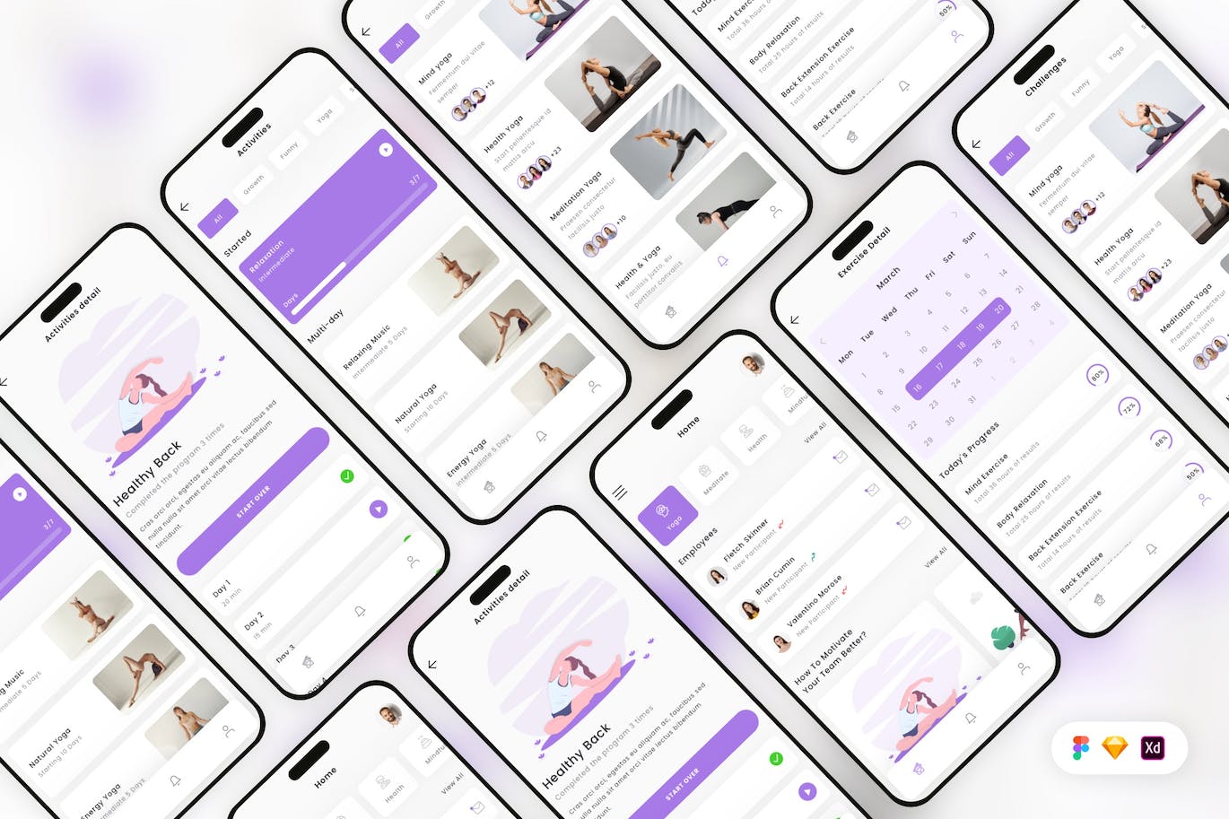 健康与瑜伽移动应用 UI 套件 Wellness &amp; Yoga Mobile App UI Kit