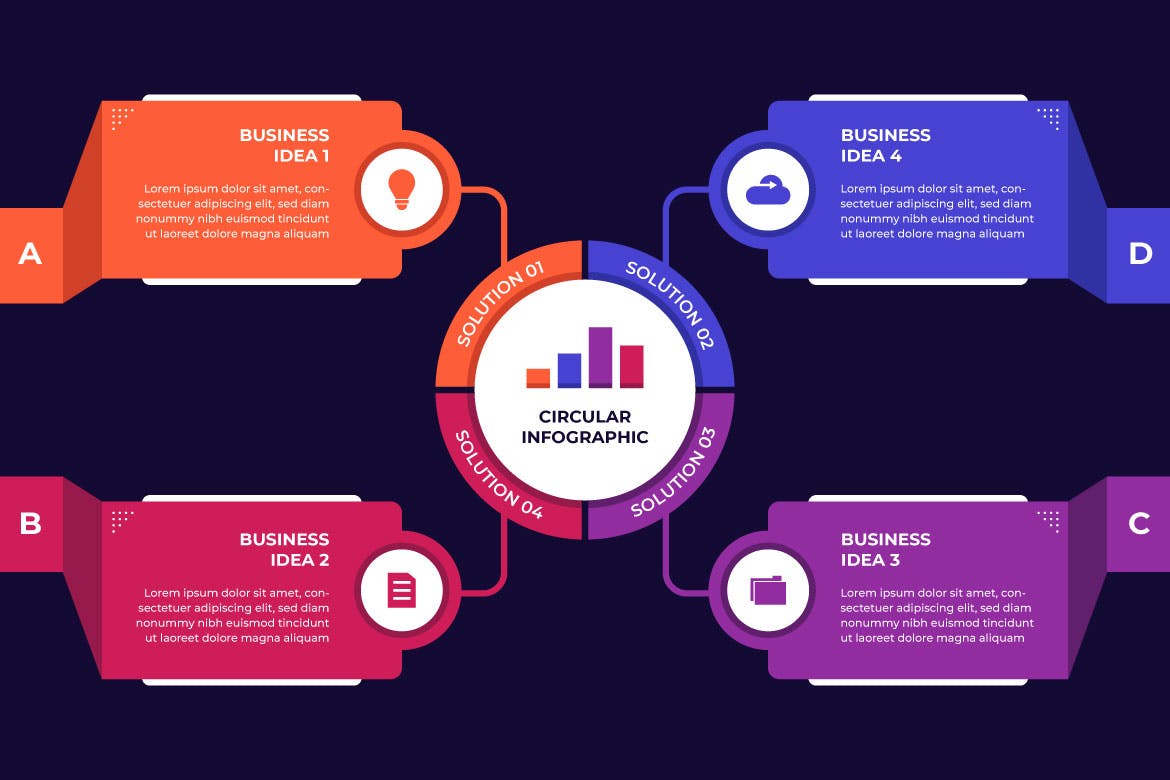 公司圆形信息图表设计模板 Circular infographic design for company