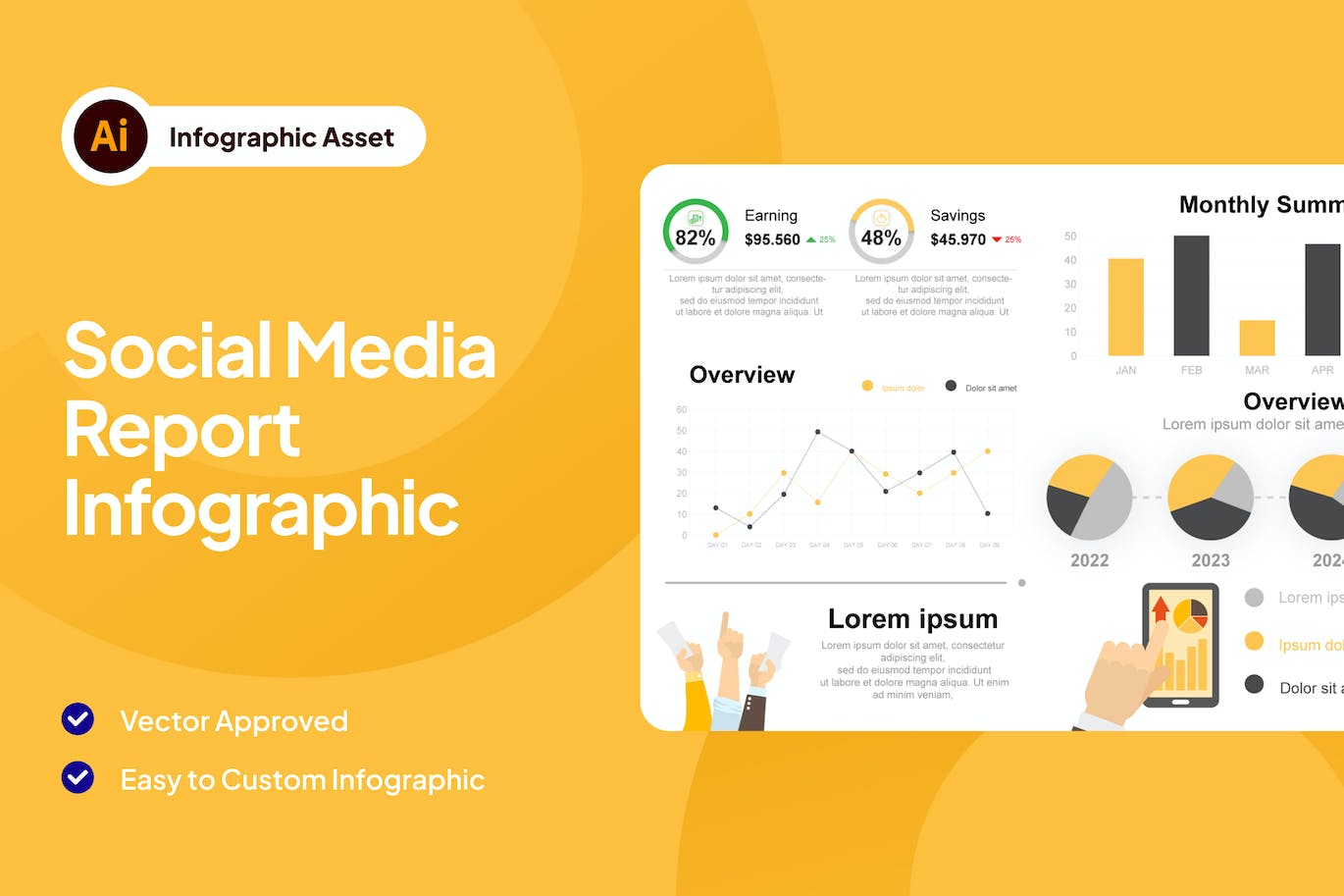 自定义图表财务插画信息图表模板 Custom Chart Finance Infographic Asset Illustrator