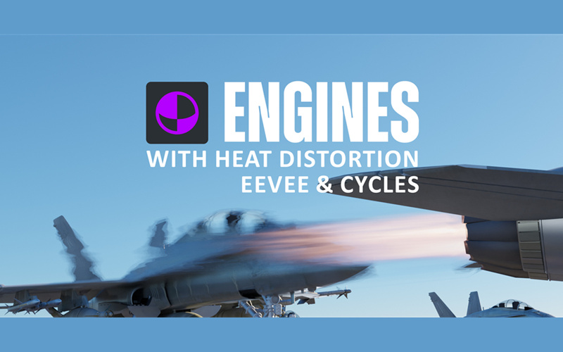 【Blender预设】Heat Engine 喷气式飞机引擎推进火焰特效动画资产_