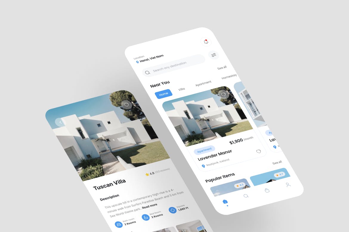 房屋房地产应用程序 UI 套件 The House &#8211; Real Estate App UI Kit