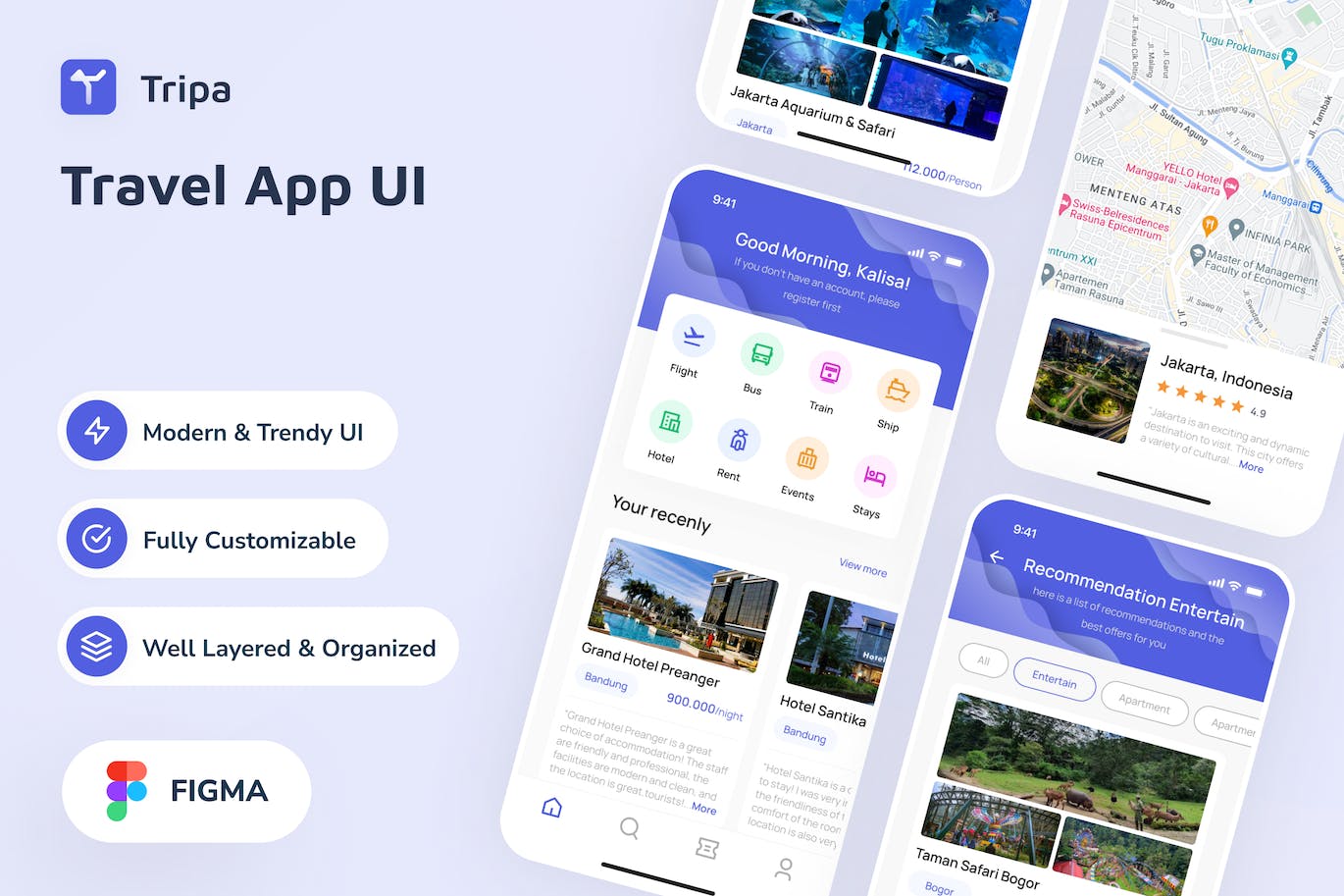 旅行App应用程序 UI套件 Tripa &#8211; Travel App UI