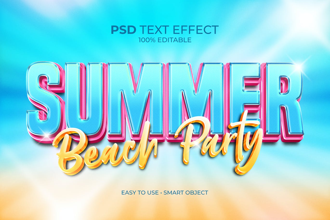 夏日海滩派对PSD文字效果 Summer Beach Party Text Effect