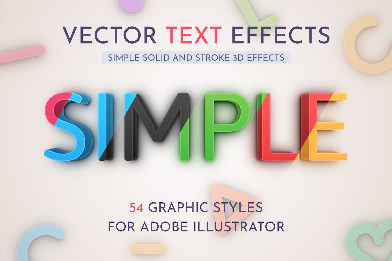 54种简约简单矢量文本效果素材包 54 Simple Vector Text Effects