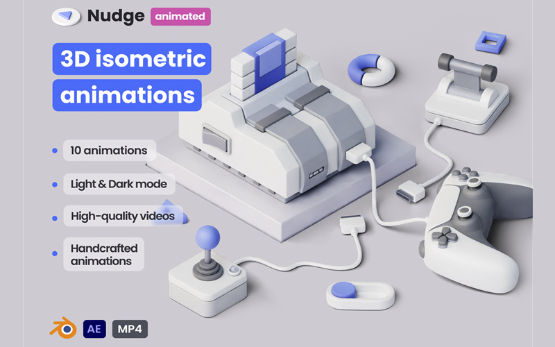 Blender电商风格场景3D动画模型 Nudge 3D animated_