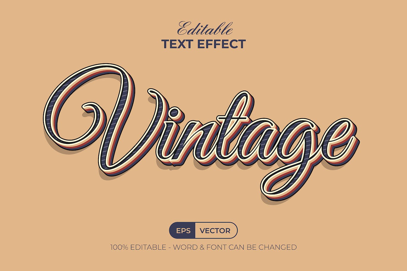 复古风格矢量文本效果 Vintage Text Effect Layered Style