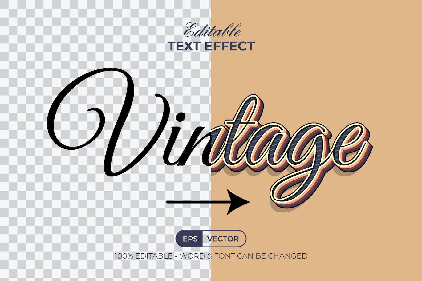 复古风格矢量文本效果 Vintage Text Effect Layered Style