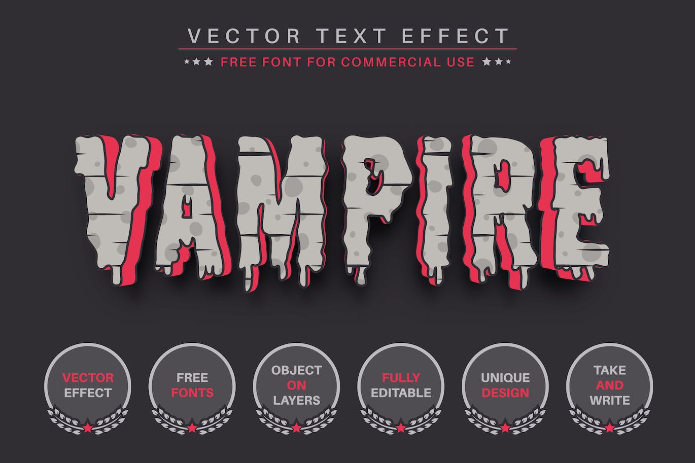 吸血鬼矢量文本效果 Vampire &#8211; Editable Text Effect, Font Style