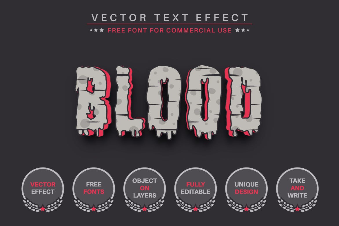 吸血鬼矢量文本效果 Vampire &#8211; Editable Text Effect, Font Style