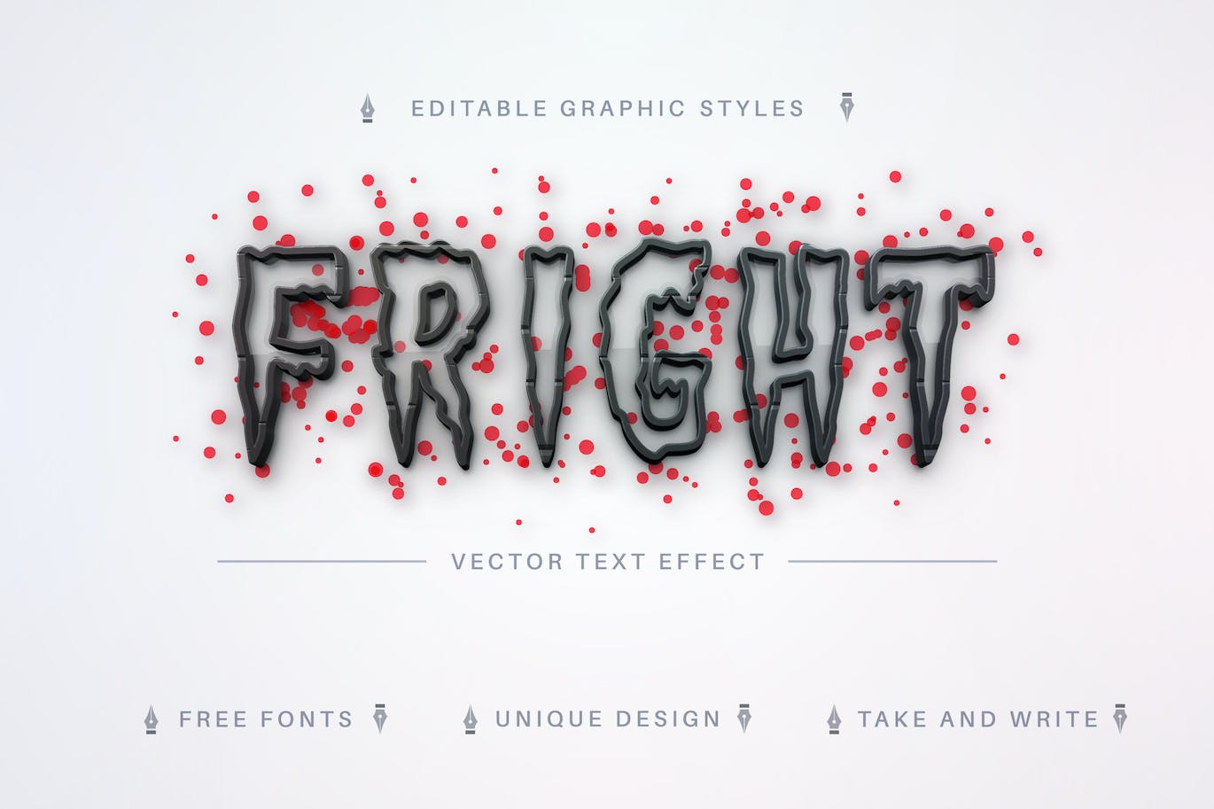 万圣节恐怖元素矢量文本效果 Fright &#8211; Editable Text Effect, Font Style