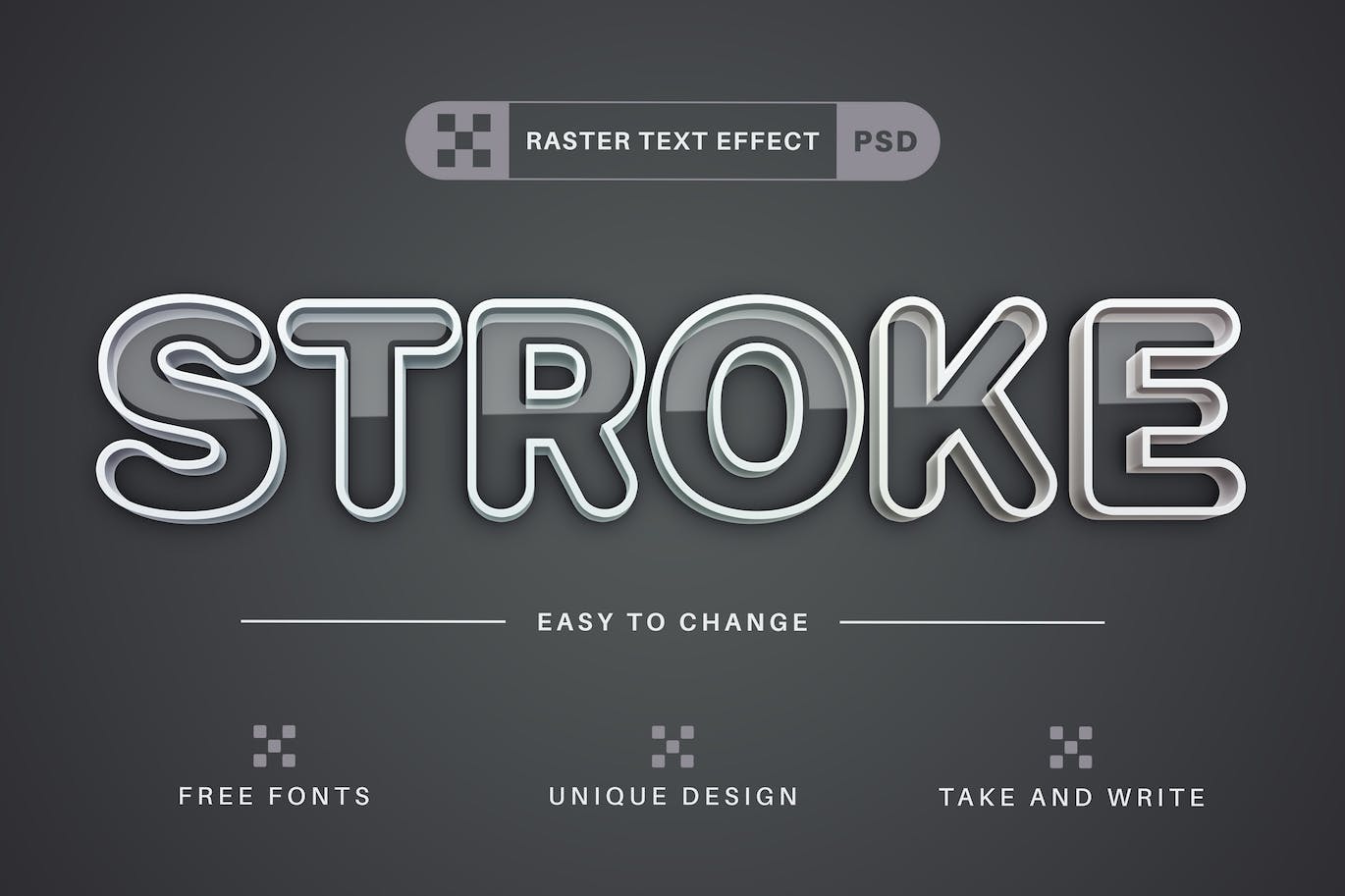 白色描边矢量文本效果 White Stroke &#8211; Editable Text Effect, Font Style