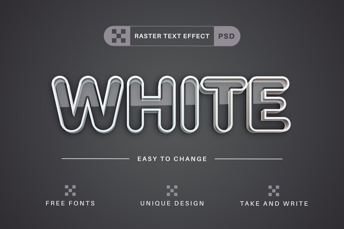 白色描边矢量文本效果 White Stroke &#8211; Editable Text Effect, Font Style