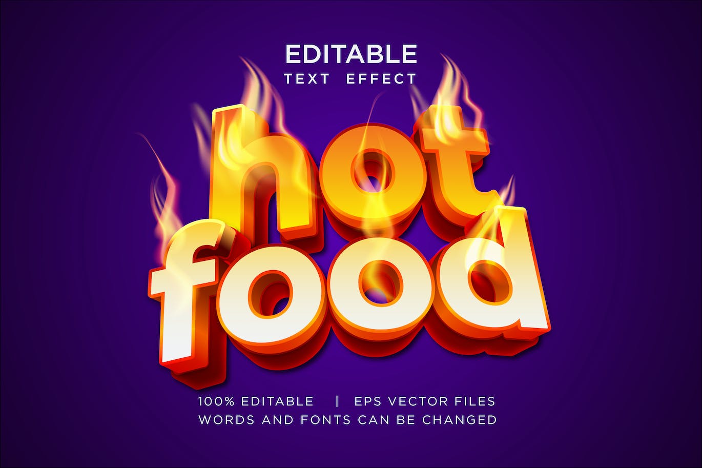 火焰热辣食品矢量文本效果 hot fire food editable vector text effect