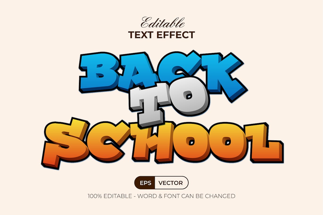 开学季矢量文字效果 Back To School Text Effect Design