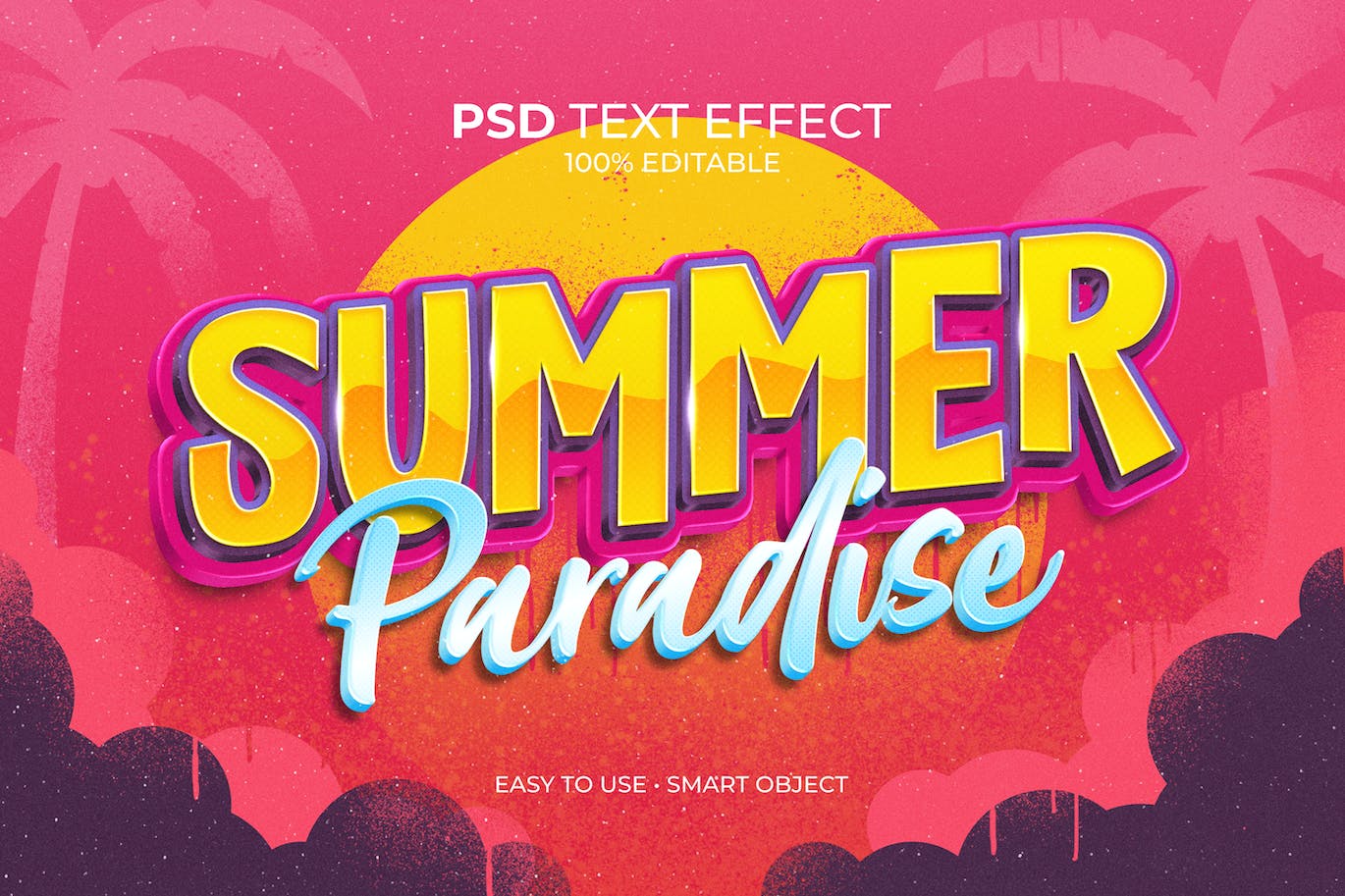 暑假夏日天堂PSD文字效果 Summer Paradise Text Effect