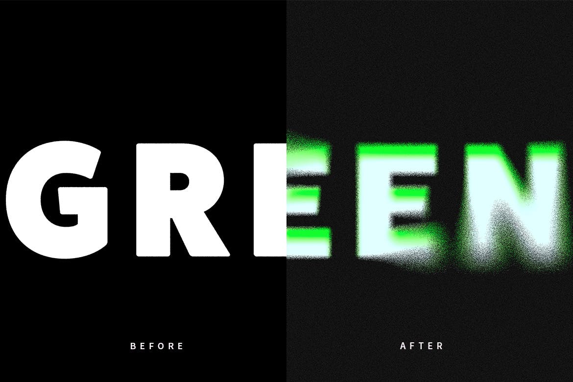 绿色粒子消散PSD文本效果 Green Dissolving PSD Text Effect