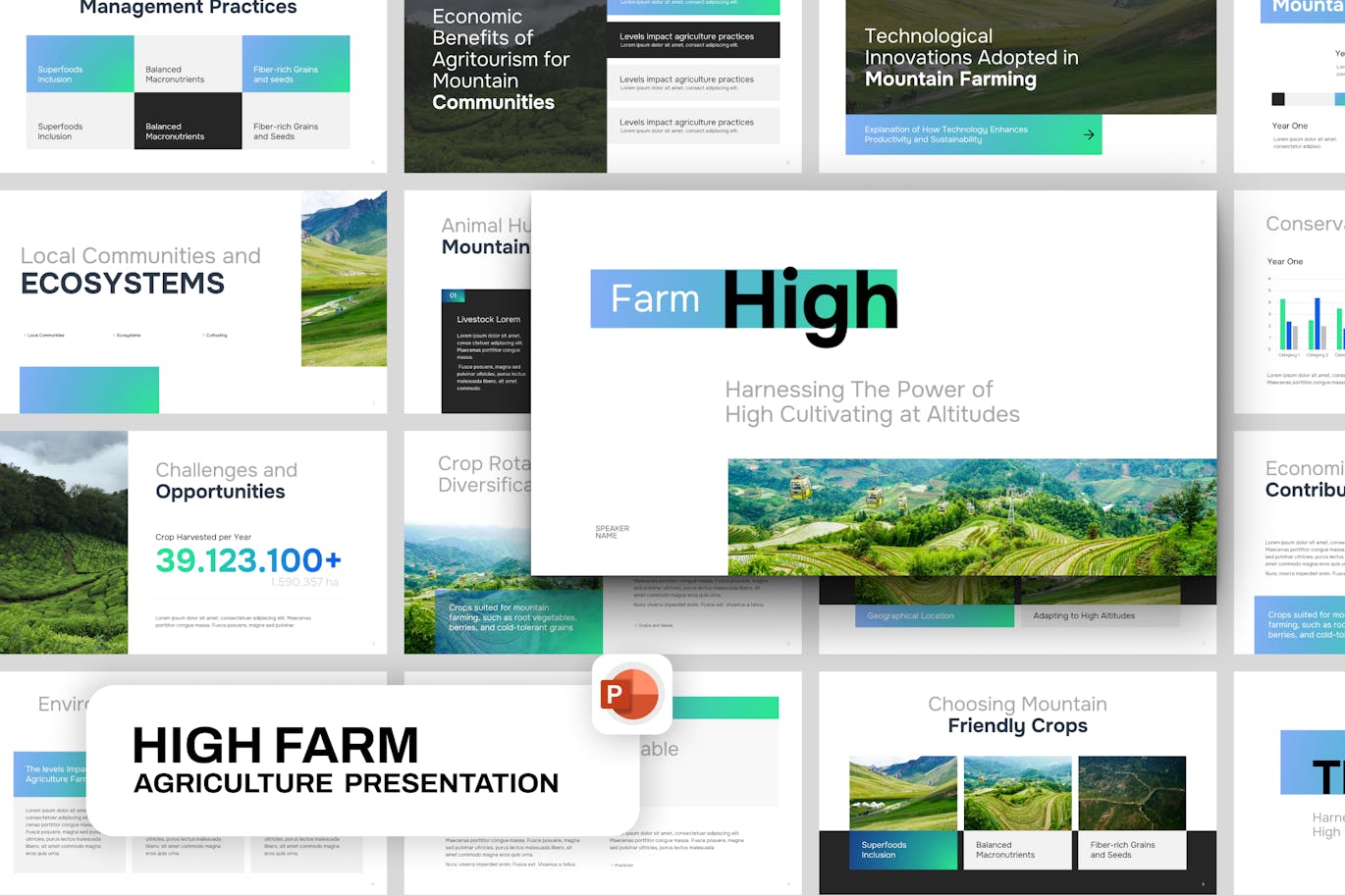 农场农业介绍Powerpoint幻灯片模板 Farm Agriculture Presentation