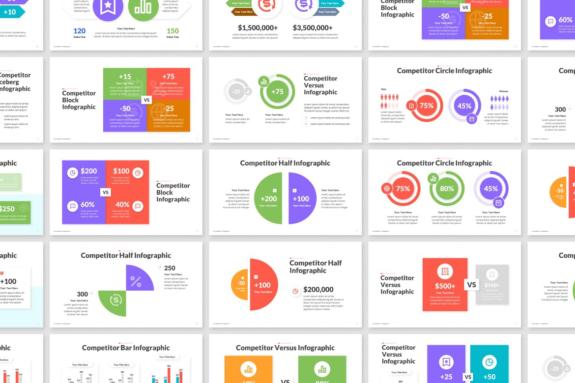 竞争对手信息图表Powerpoint模板 Competitor Infographic