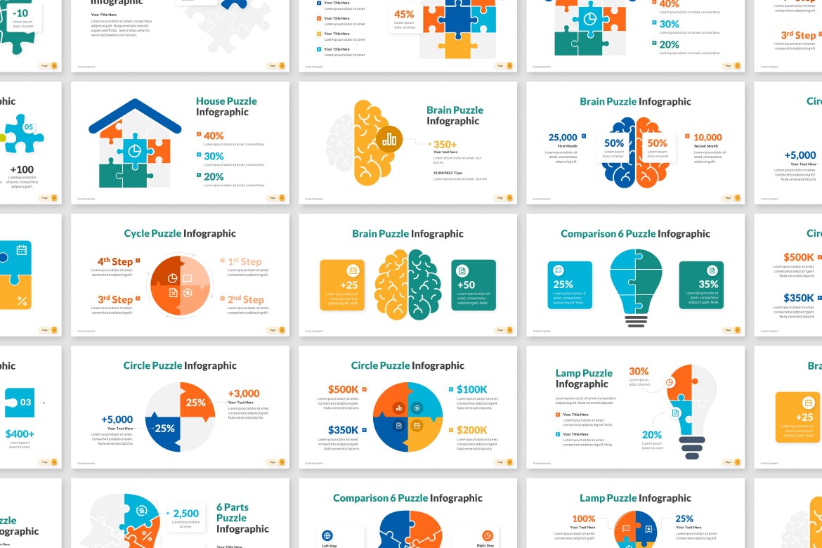 拼图信息图表PowerPoint演示模板 Puzzle Infographic