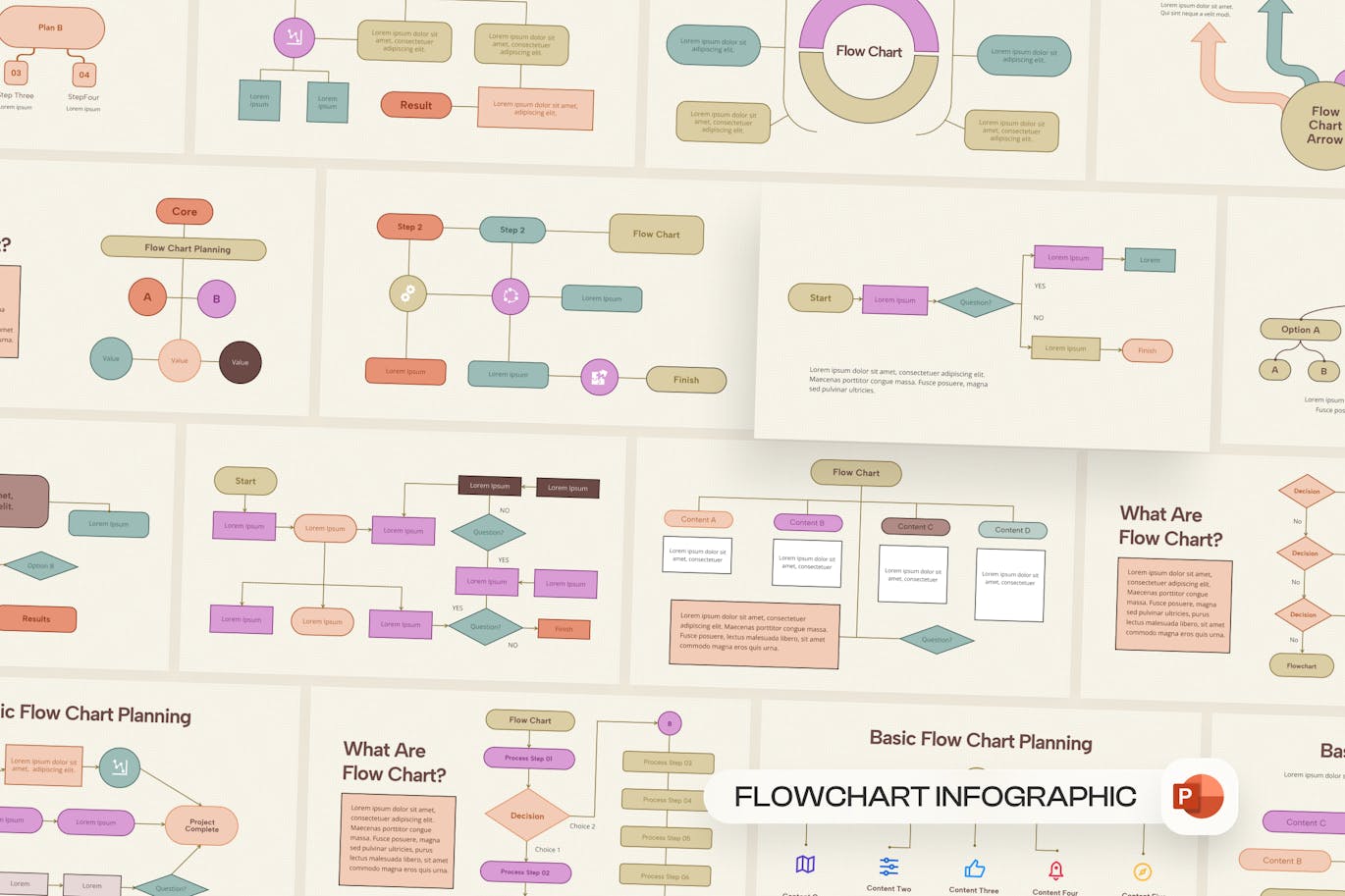 流程图表PPT幻灯片模板素材 Flowchart PowerPoint