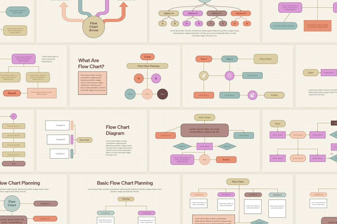 流程图表PPT幻灯片模板素材 Flowchart PowerPoint