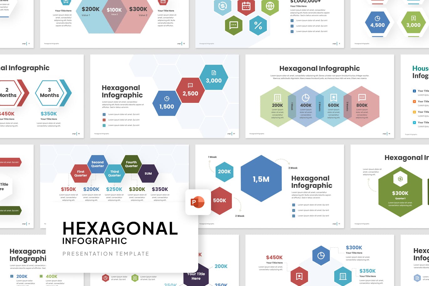 六角形信息图表PPT模板下载 Hexagonal Infographic