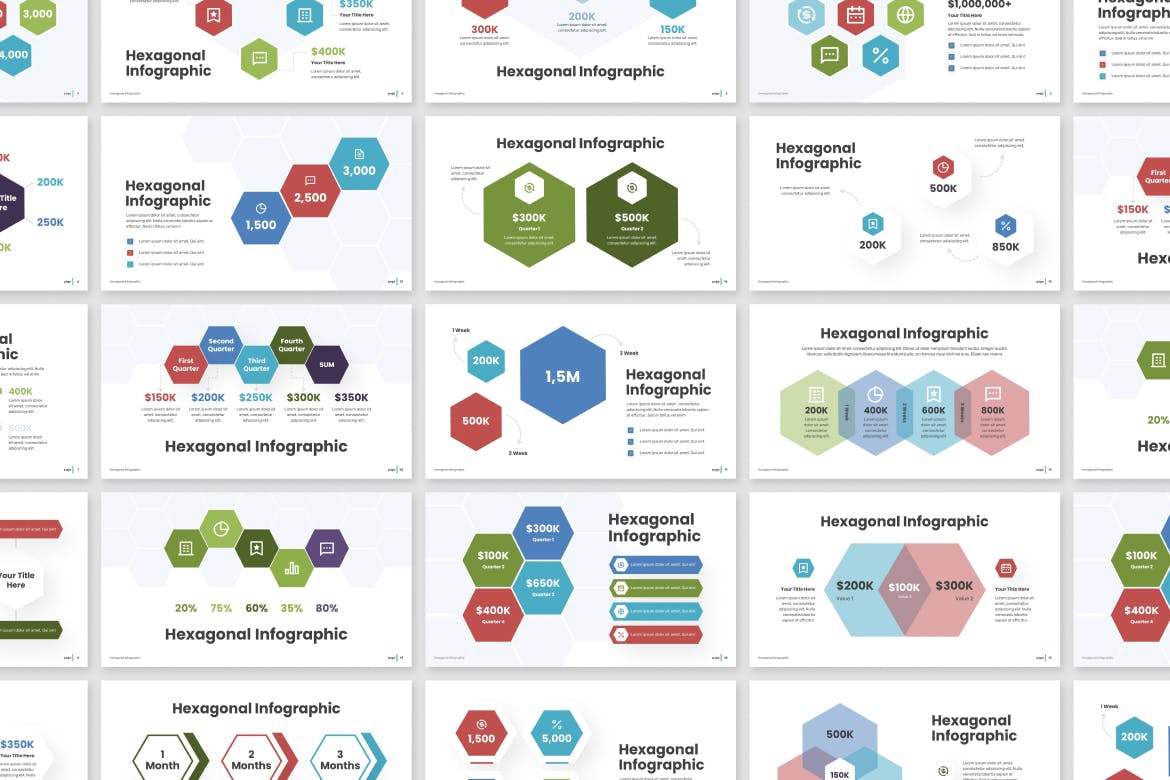 六角形信息图表PPT模板下载 Hexagonal Infographic