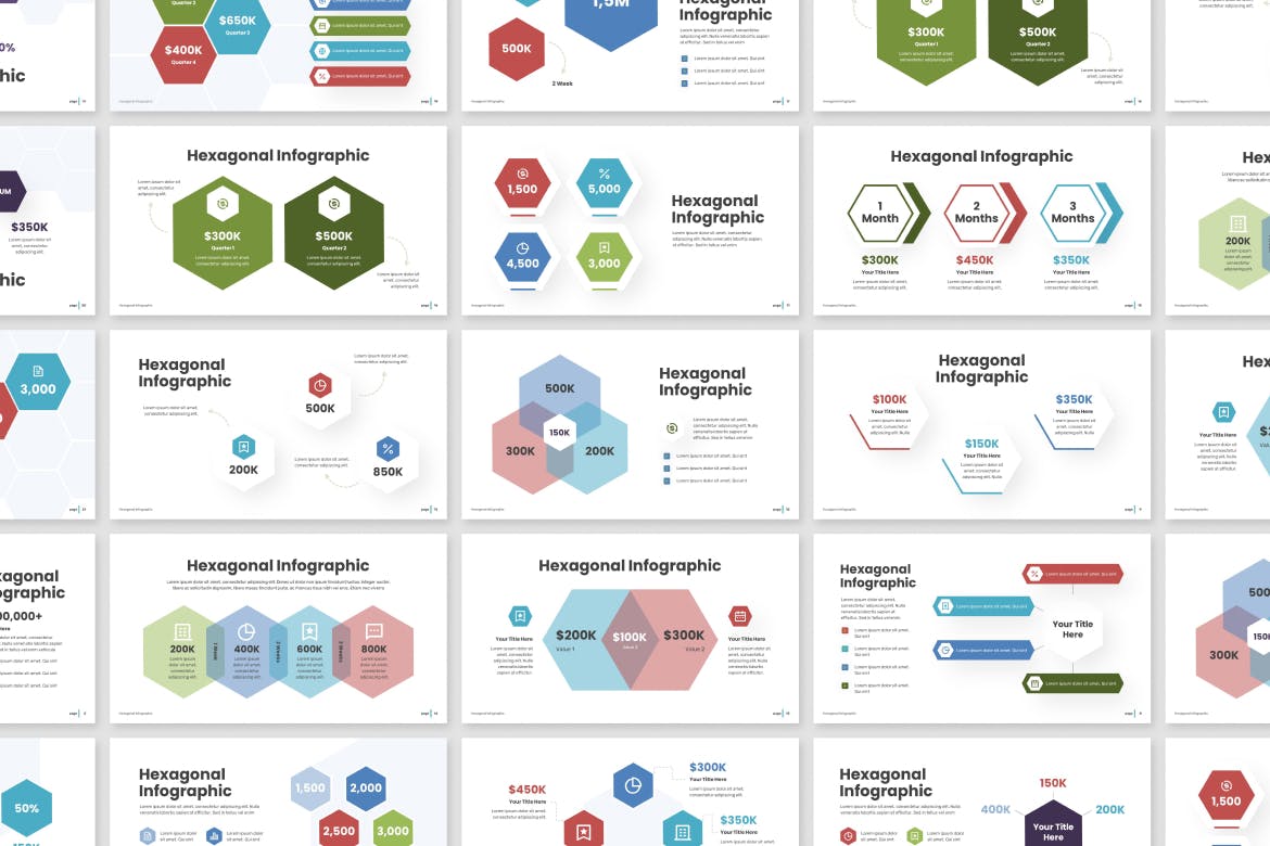 六角形信息图表PPT模板下载 Hexagonal Infographic