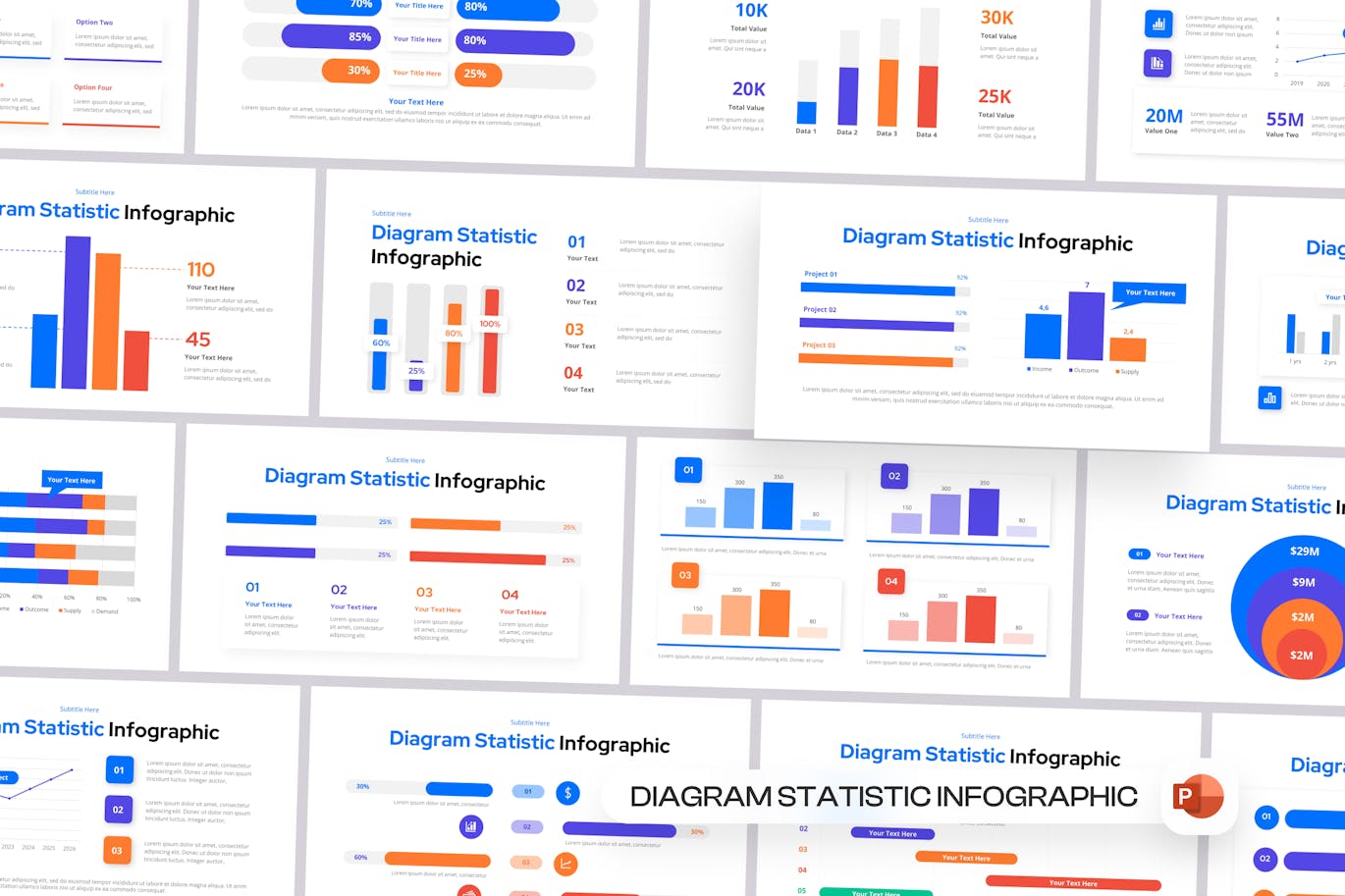 图表统计PPT演示幻灯片模板 Diagram Statistic PowerPoint