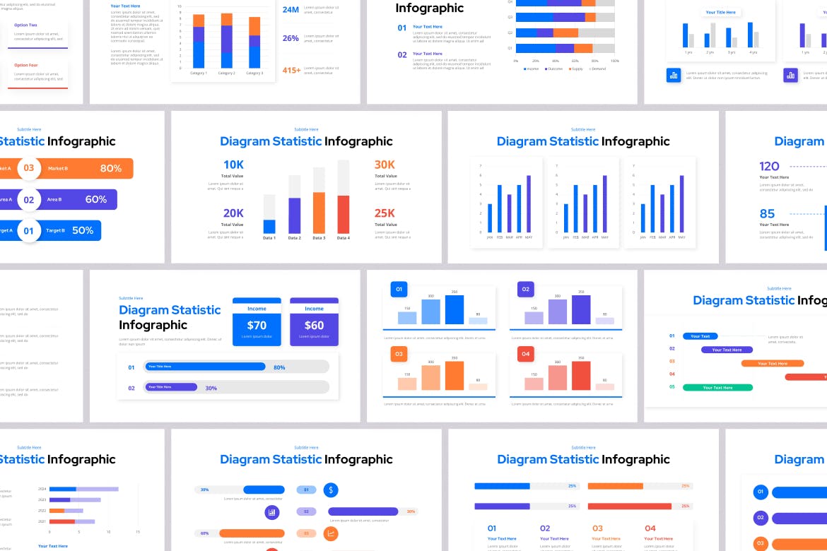 图表统计PPT演示幻灯片模板 Diagram Statistic PowerPoint