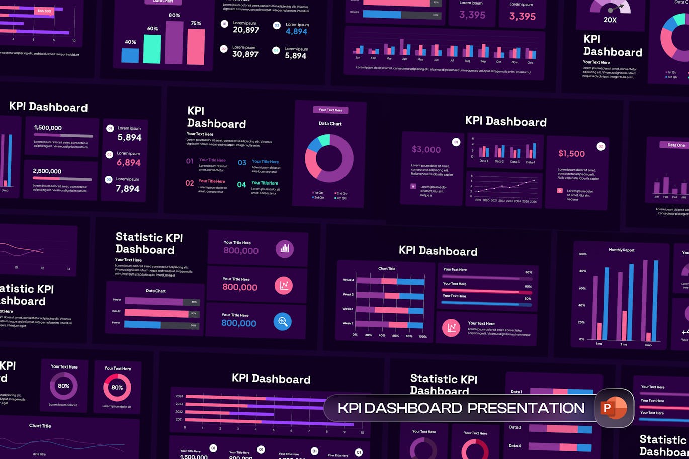 KPI 仪表板演示文稿PPT模板 KPI Dasboard PowerPoint