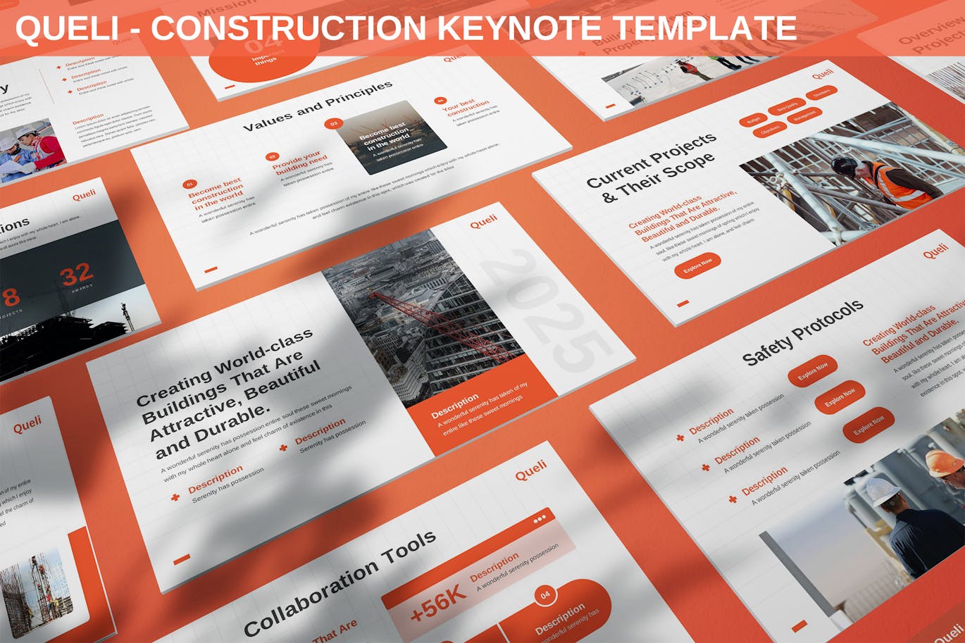 建筑规划keynote演示模板 Queli &#8211; Construction Keynote Template