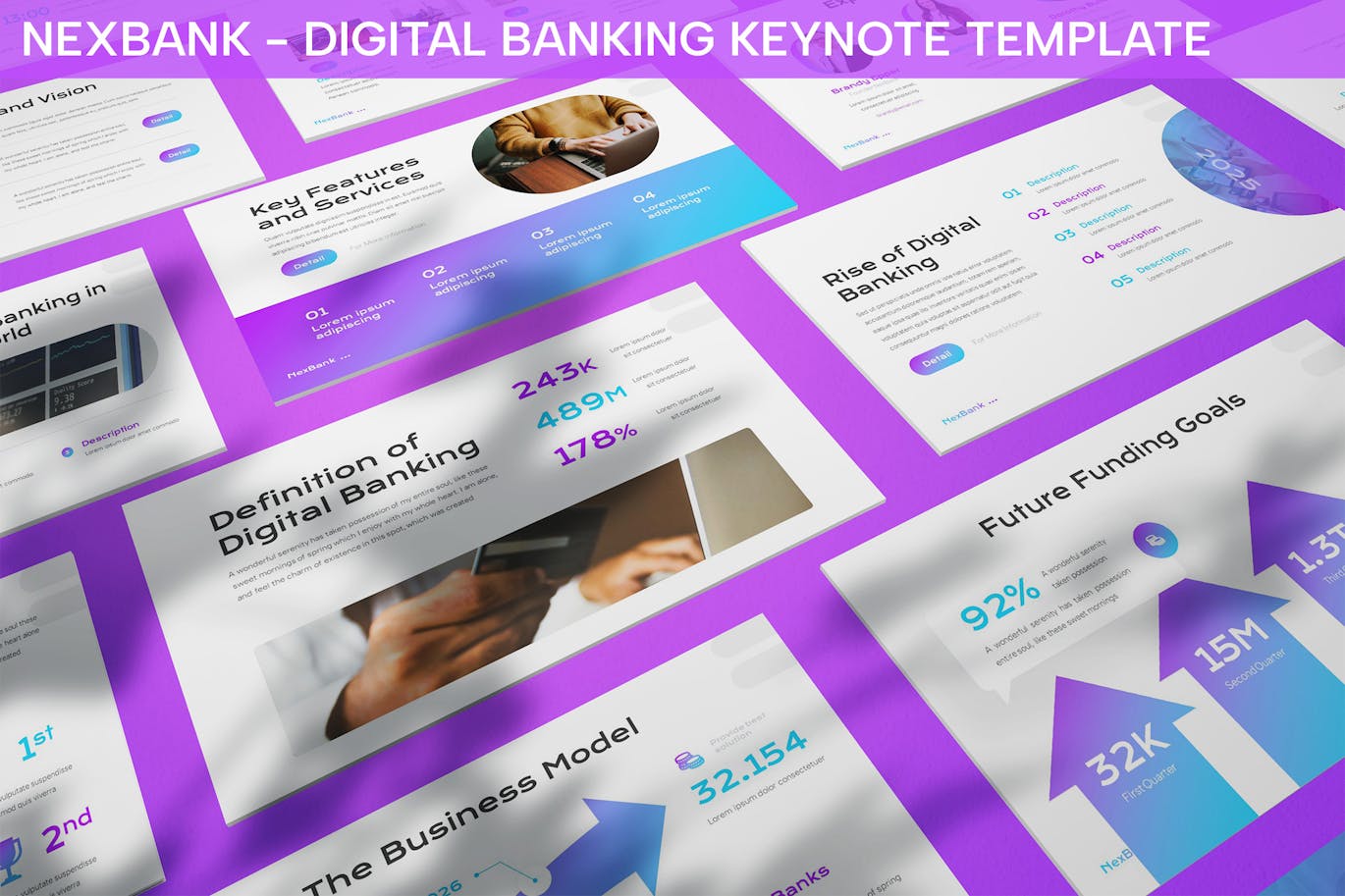 数字银行keynote幻灯片演讲模板 Nexbank &#8211; Digital Banking Keynote Template