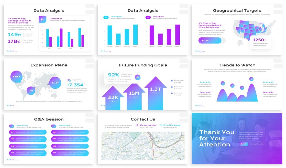 数字银行keynote幻灯片演讲模板 Nexbank &#8211; Digital Banking Keynote Template