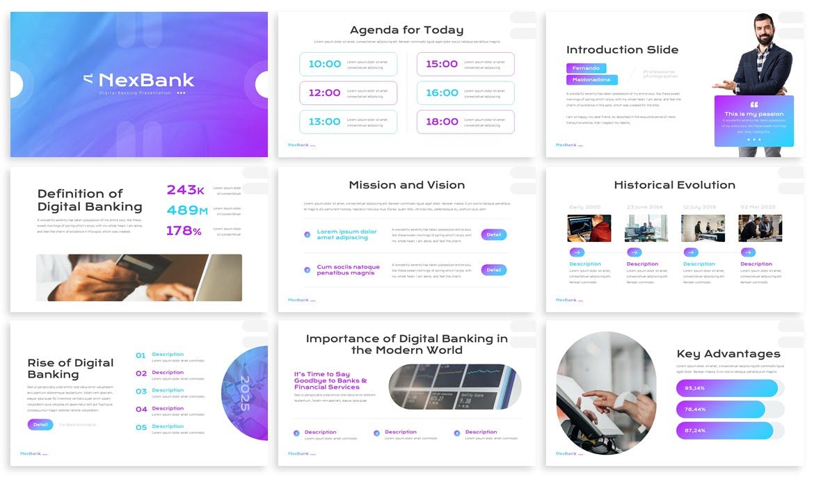 数字银行keynote幻灯片演讲模板 Nexbank &#8211; Digital Banking Keynote Template