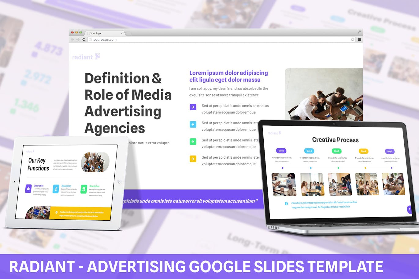 广告宣传谷歌幻灯片模板 Radiant &#8211; Advertising Google Slides Template