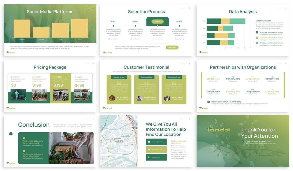 植物简介谷歌幻灯片模板 Landsi &#8211; Botanical Google Slides Template