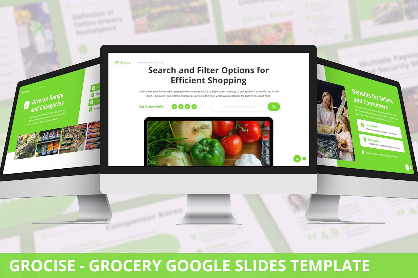 杂货蔬果店谷歌幻灯片模板 Grocise &#8211; Grocery Google Slides Template