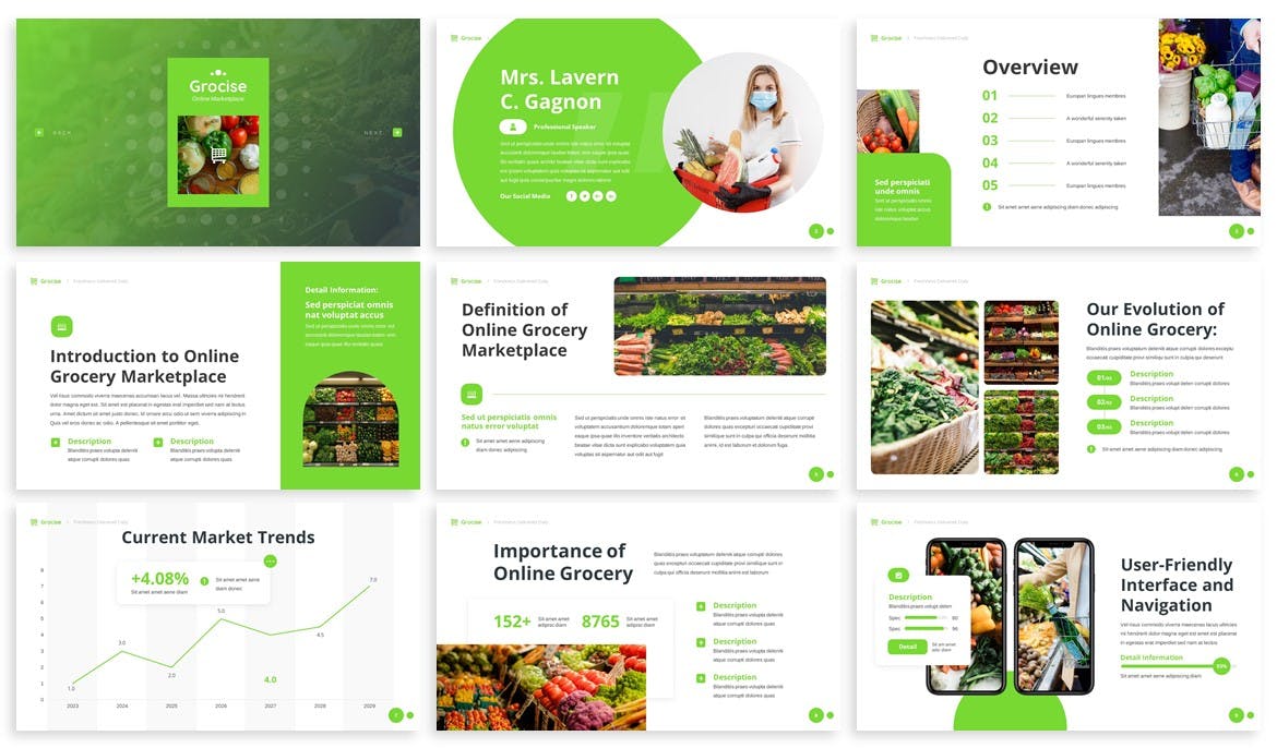 杂货蔬果店谷歌幻灯片模板 Grocise &#8211; Grocery Google Slides Template