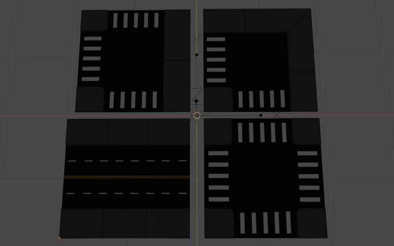 Blender低多边形城市道路水泥公路3D模型带基础材质_