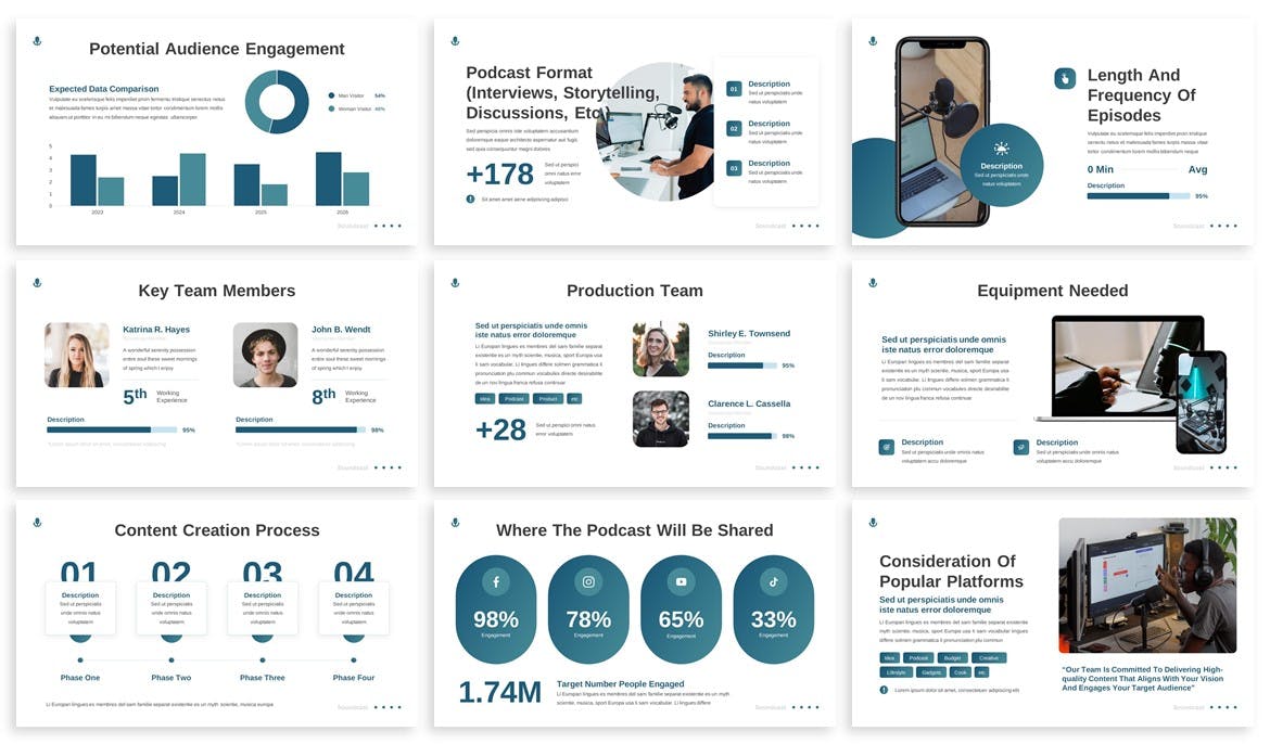 播客声音力量Powerpoint模板下载 Soundcast &#8211; Podcast Powerpoint Template